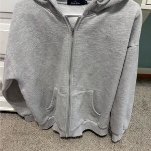 Gray Trendy Queen Zip-Up Hoodie